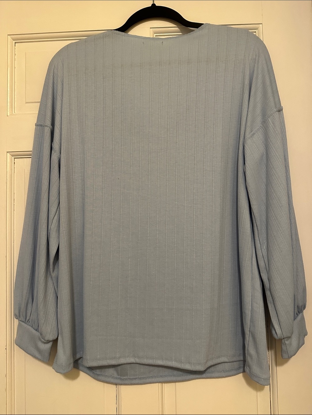 Sky Blue Ribbed Oversized Top - Picture 3 of 3